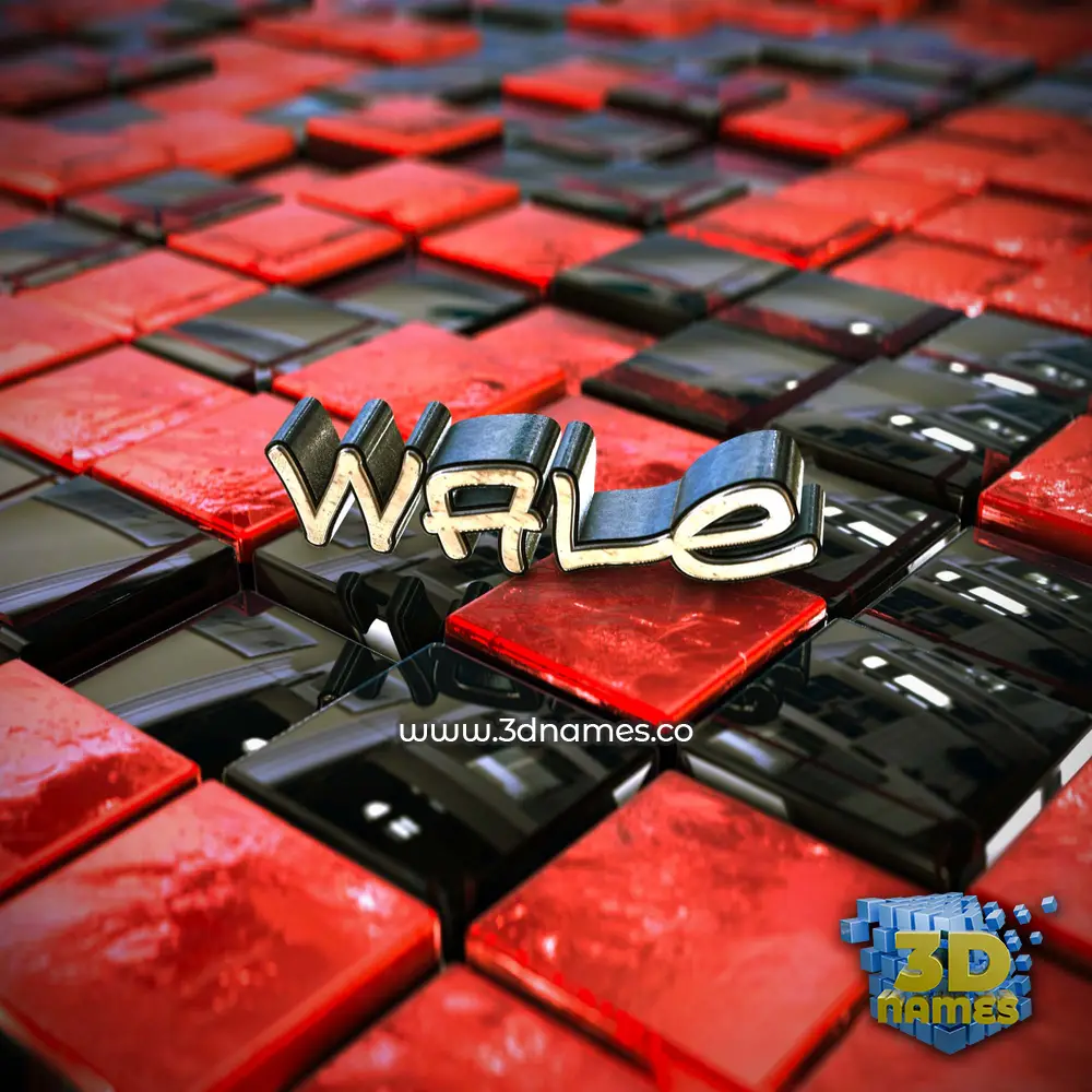 wale in Red Checkered style - 3D name wallpaper