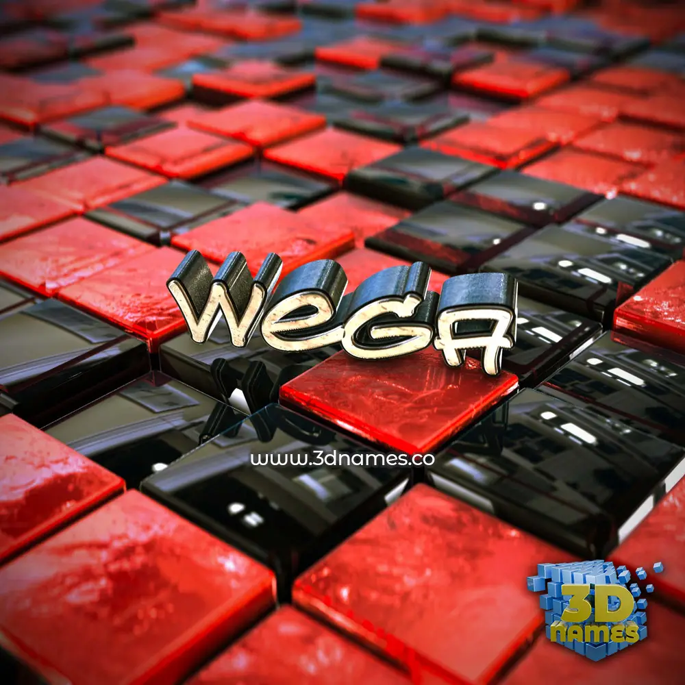 wega in Red Checkered style - 3D name wallpaper
