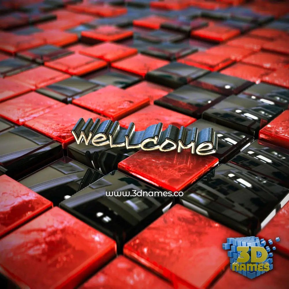 wellcome in Red Checkered style - 3D name wallpaper