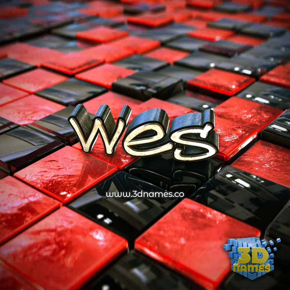 wes in Red Checkered style - 3D name wallpaper