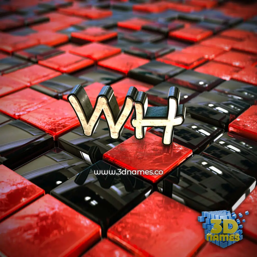 wh in Red Checkered style - 3D name wallpaper