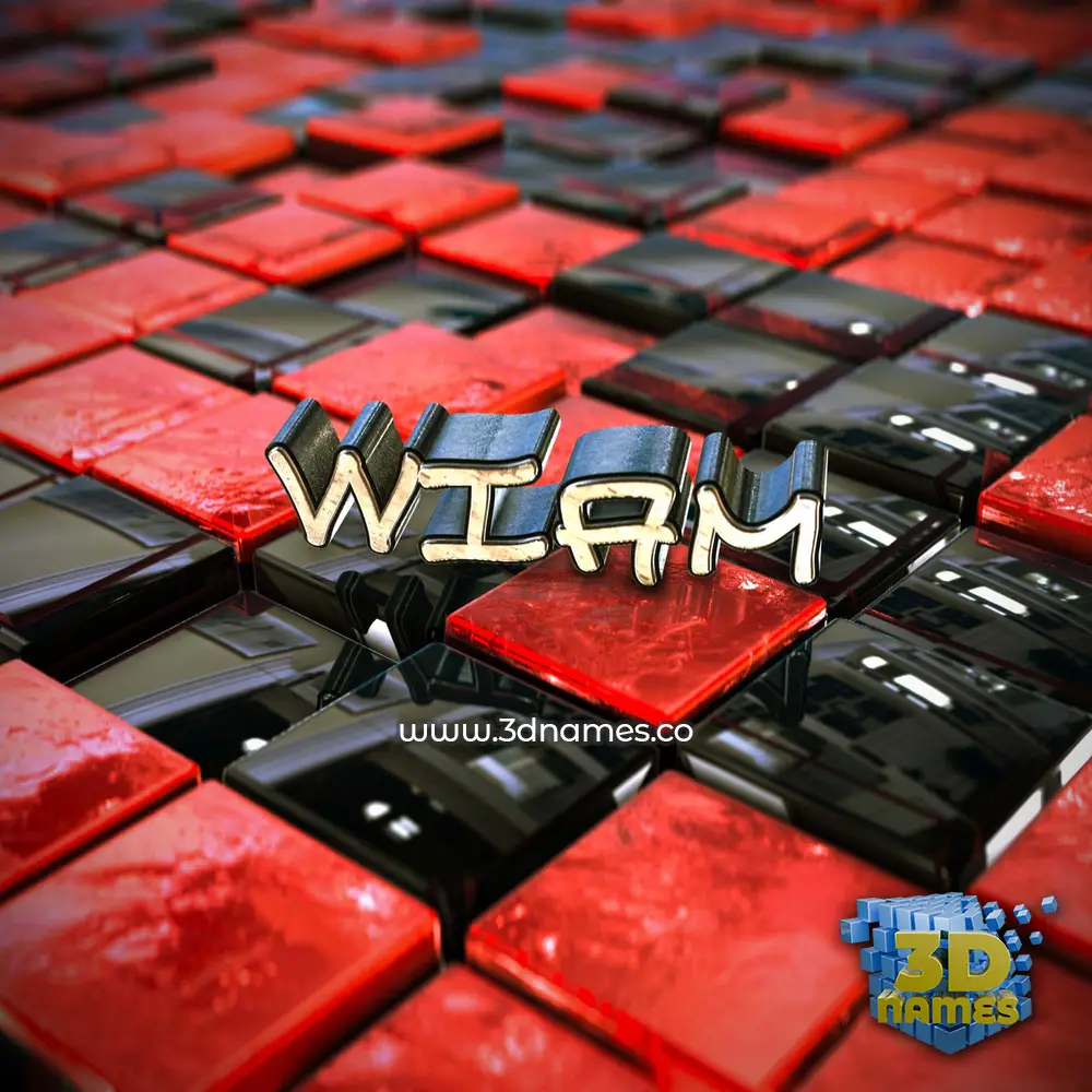 wiam in Red Checkered style - 3D name wallpaper