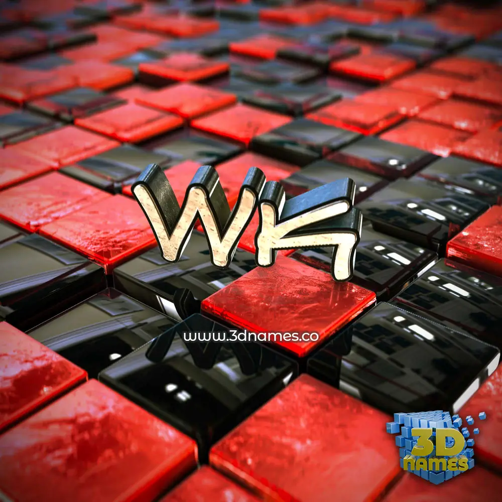 wk in Red Checkered style - 3D name wallpaper