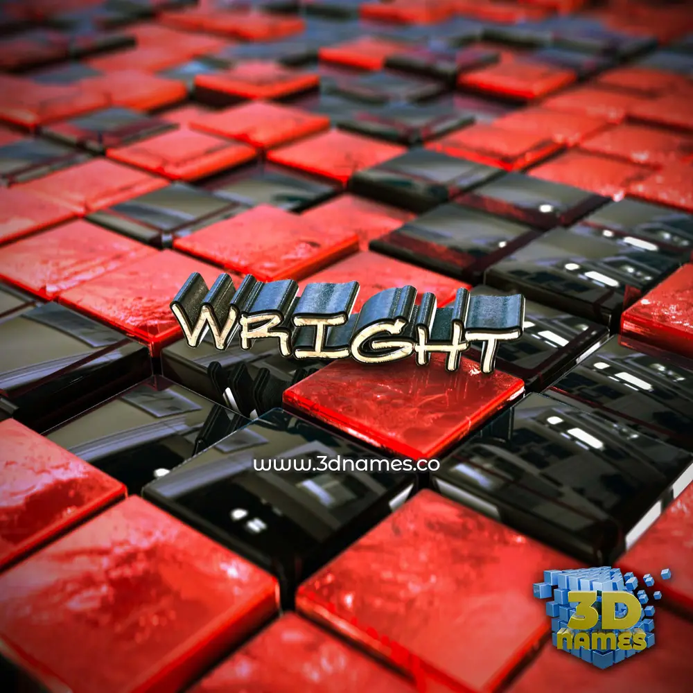 wright in Red Checkered style - 3D name wallpaper
