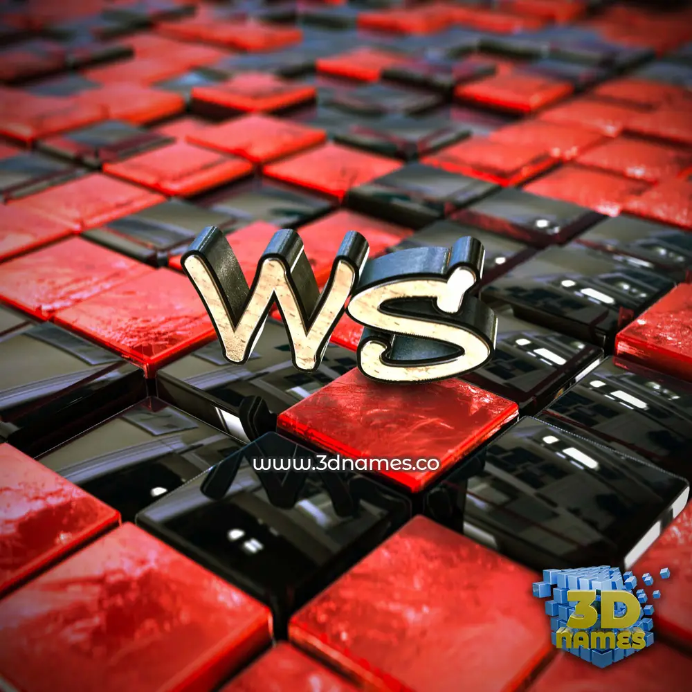 ws in Red Checkered style - 3D name wallpaper