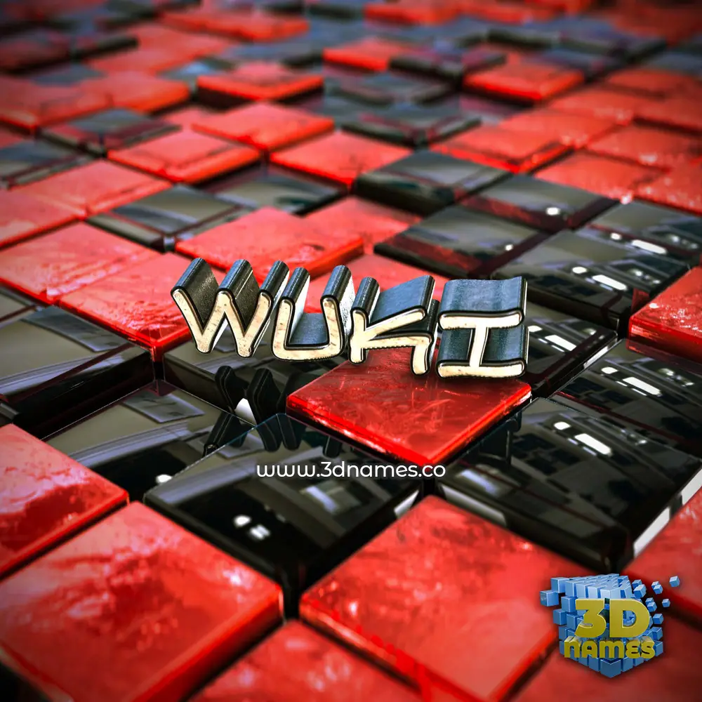 wuki in Red Checkered style - 3D name wallpaper