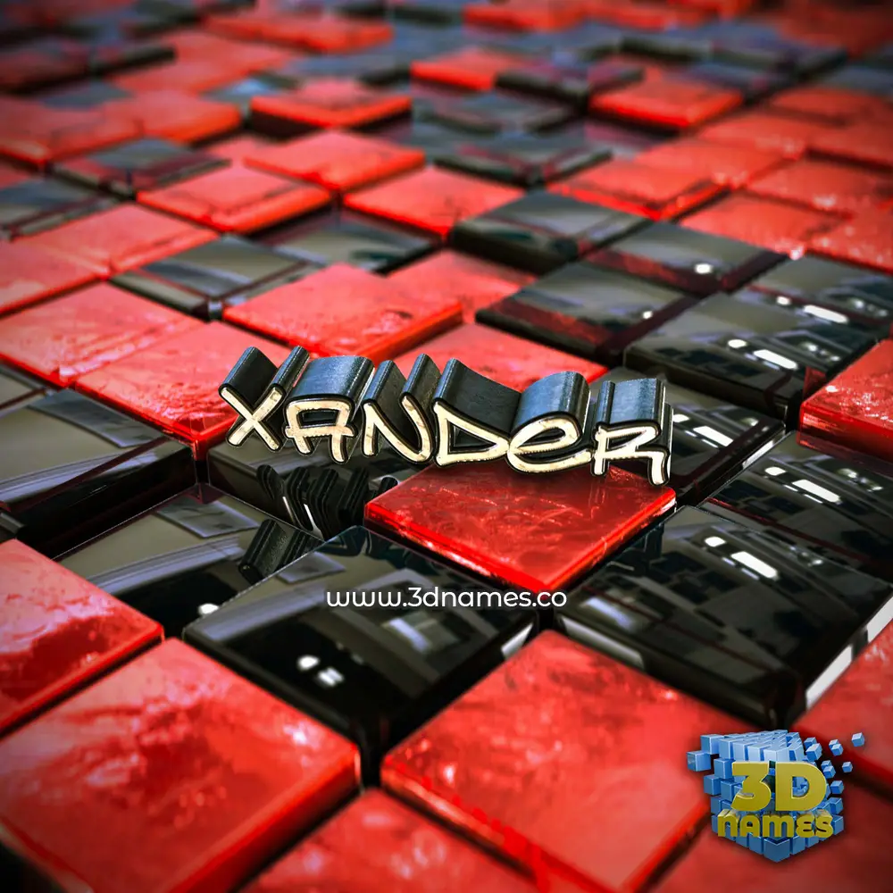 xander in Red Checkered style - 3D name wallpaper