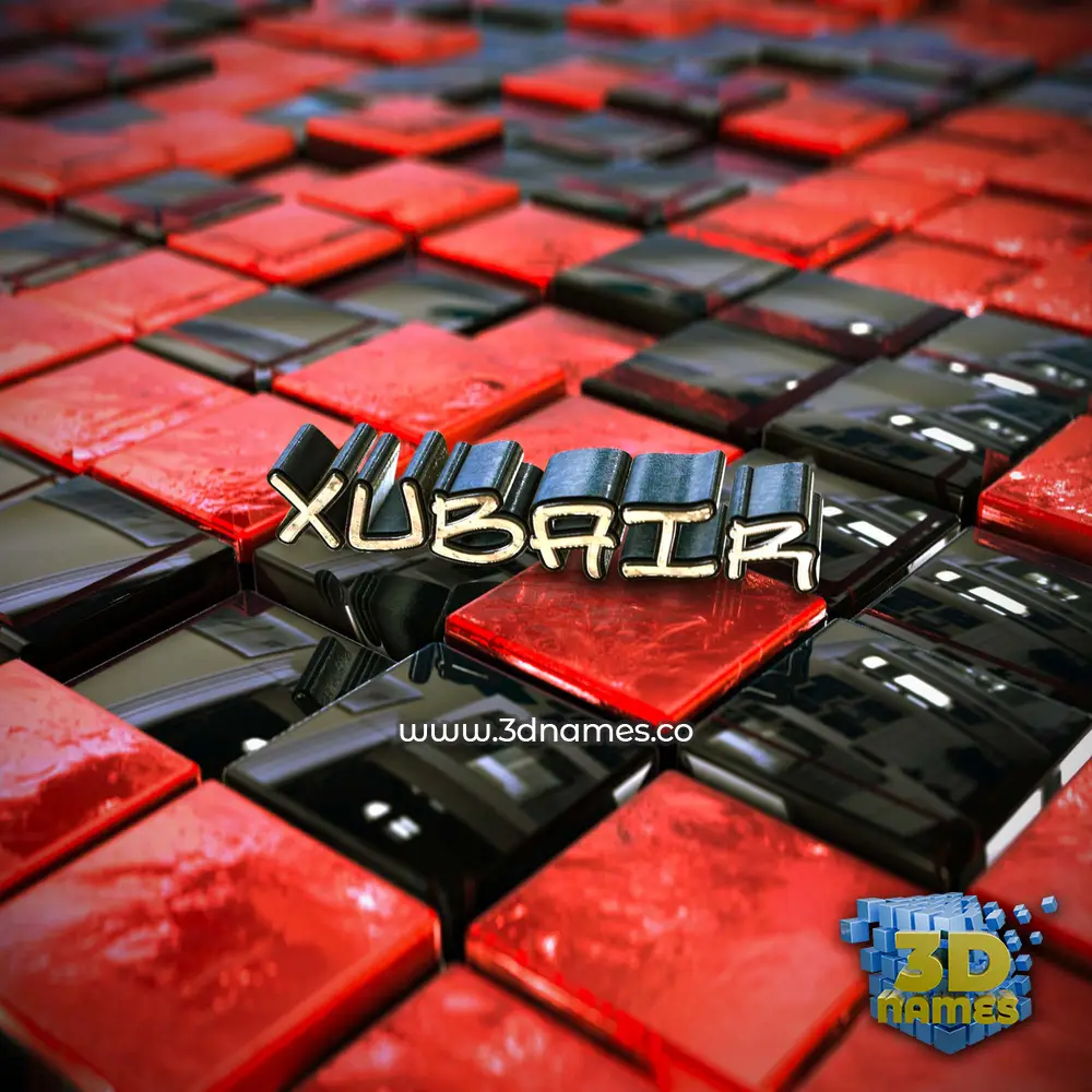 xubair in Red Checkered style - 3D name wallpaper