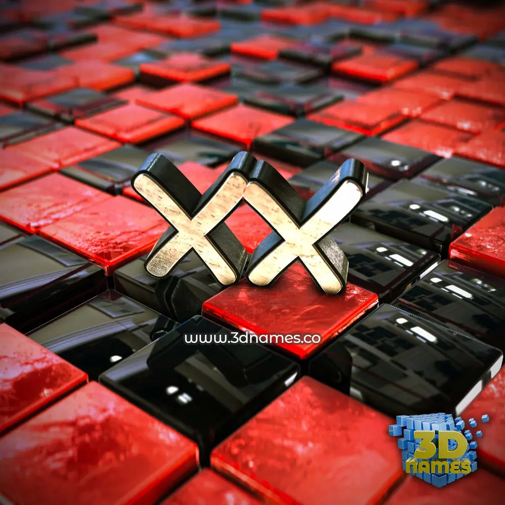 xx in Red Checkered style - 3D name wallpaper