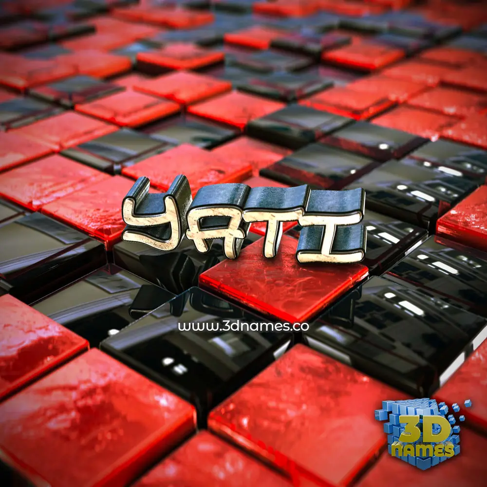 yati in Red Checkered style - 3D name wallpaper