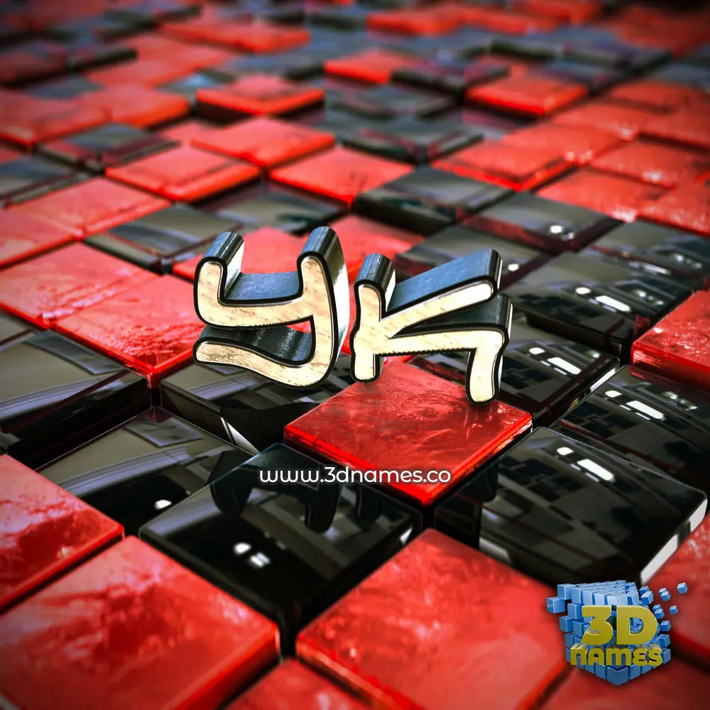 yk in Red Checkered style - 3D name wallpaper