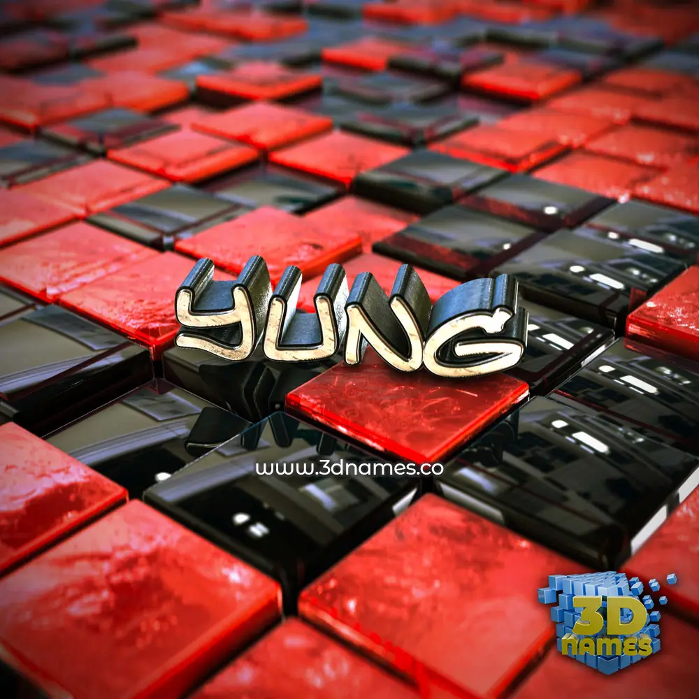 yung in Red Checkered style - 3D name wallpaper