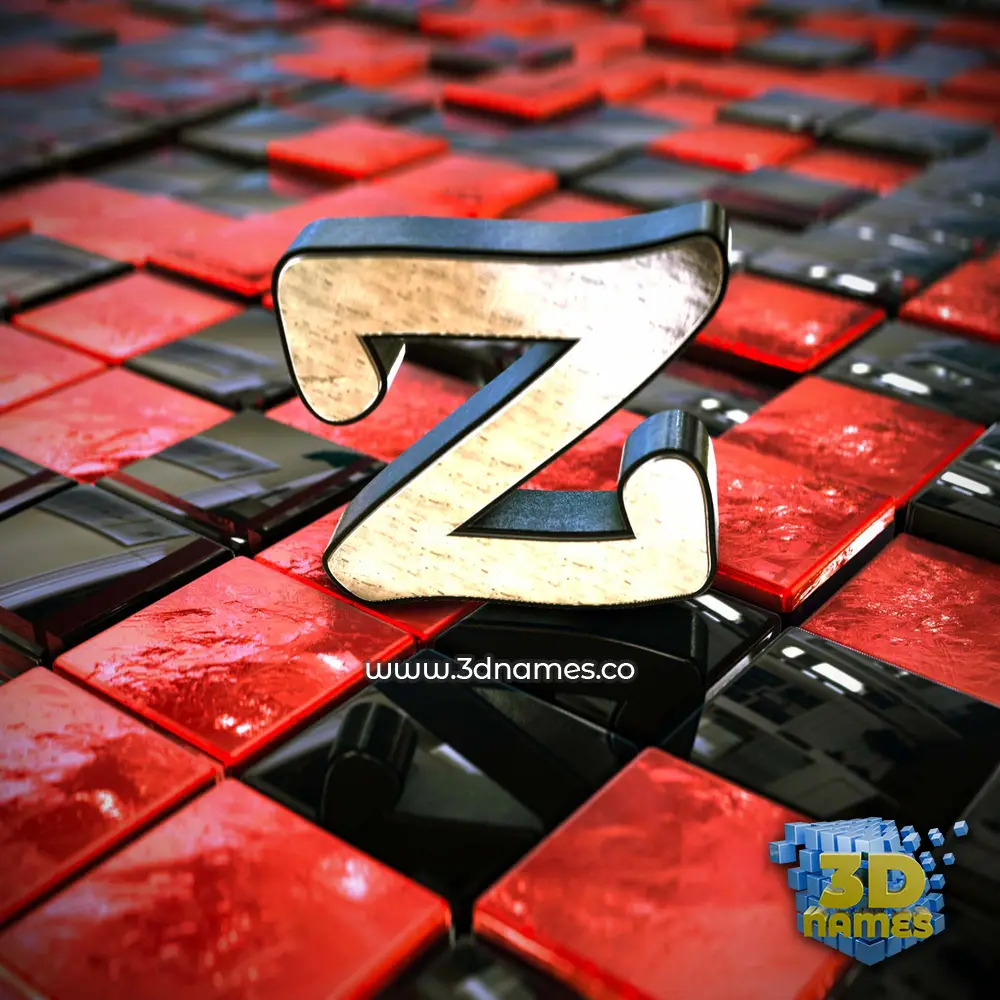 z in Red Checkered style - 3D name wallpaper