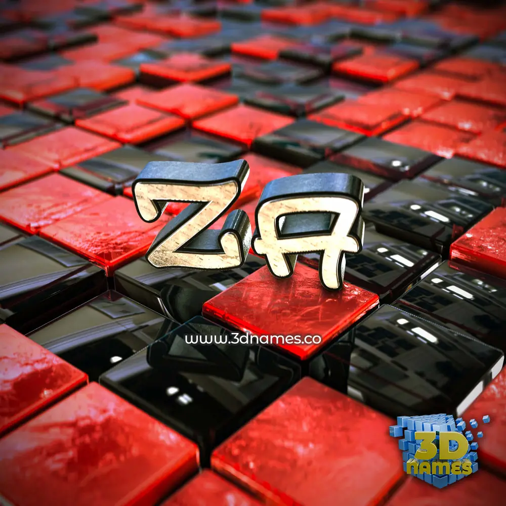 za in Red Checkered style - 3D name wallpaper