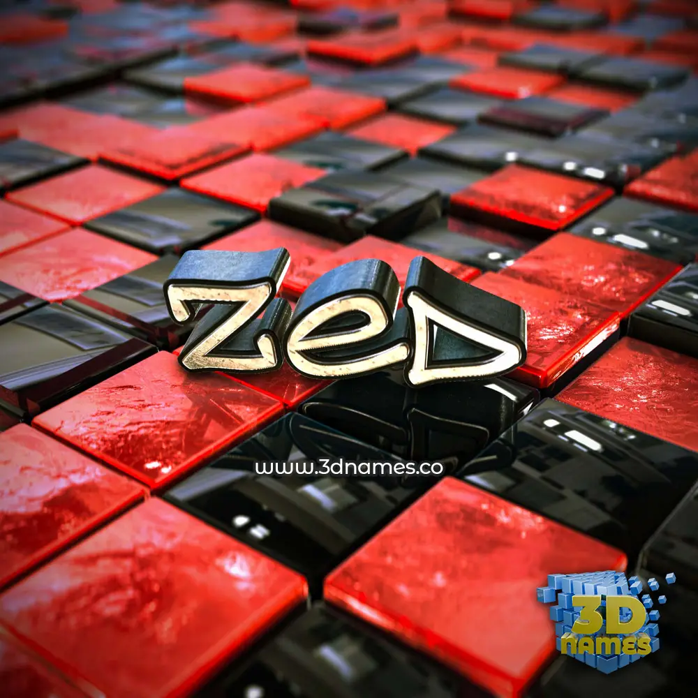 zed in Red Checkered style - 3D name wallpaper