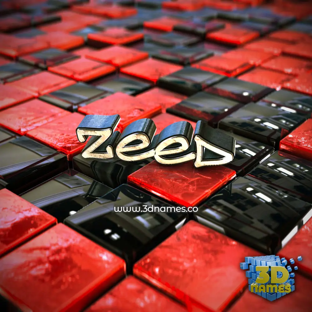 zeed in Red Checkered style - 3D name wallpaper