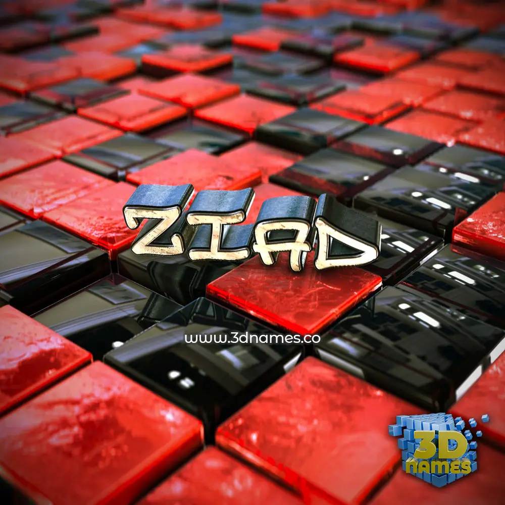 ziad in Red Checkered style - 3D name wallpaper