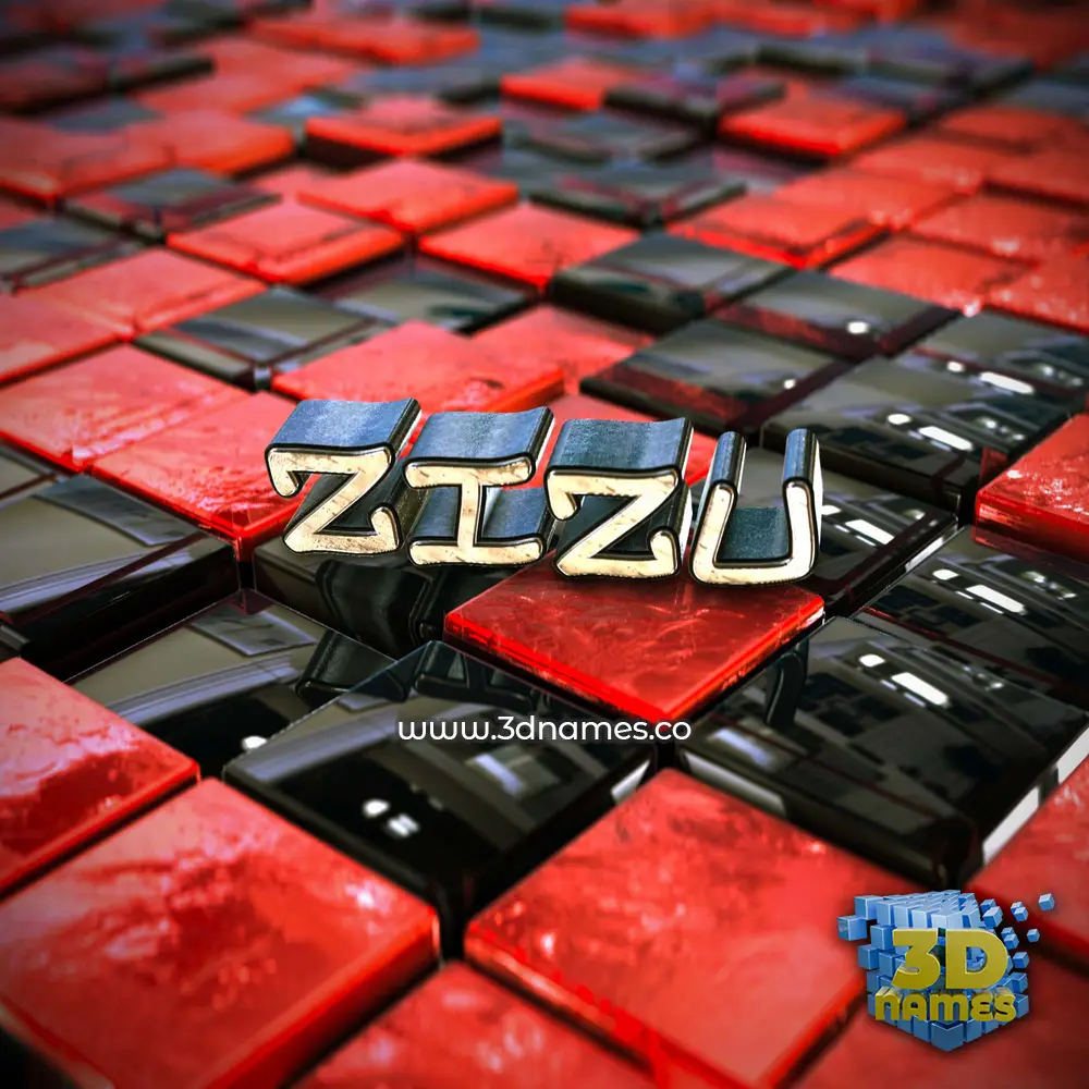 zizu in Red Checkered style - 3D name wallpaper
