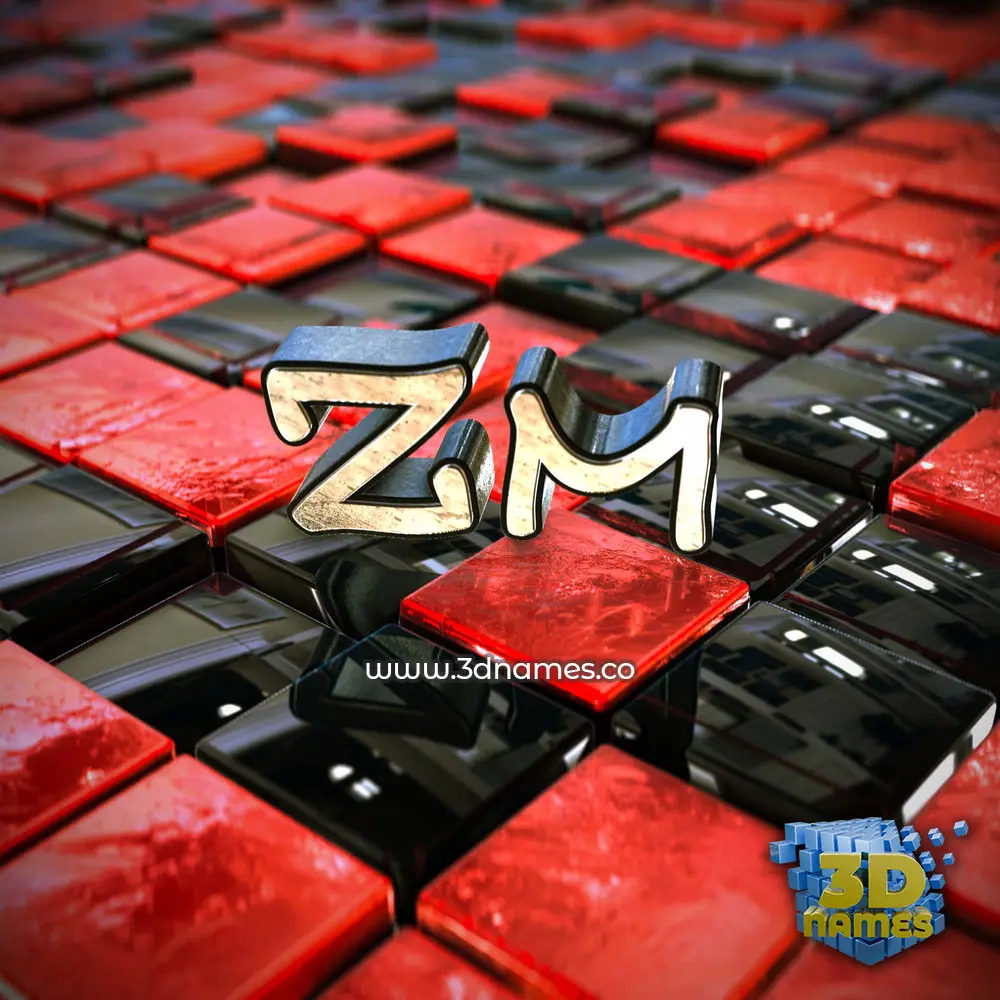 zm in Red Checkered style - 3D name wallpaper
