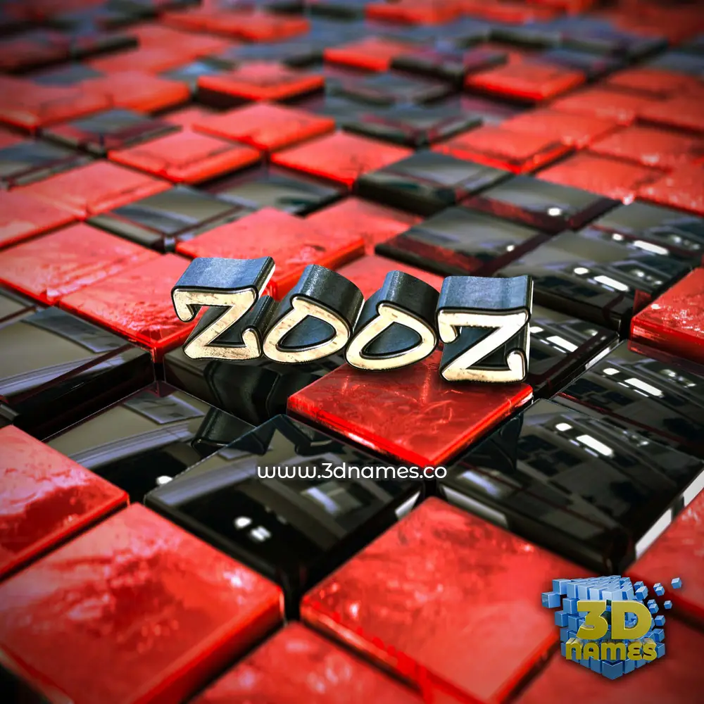 zooz in Red Checkered style - 3D name wallpaper