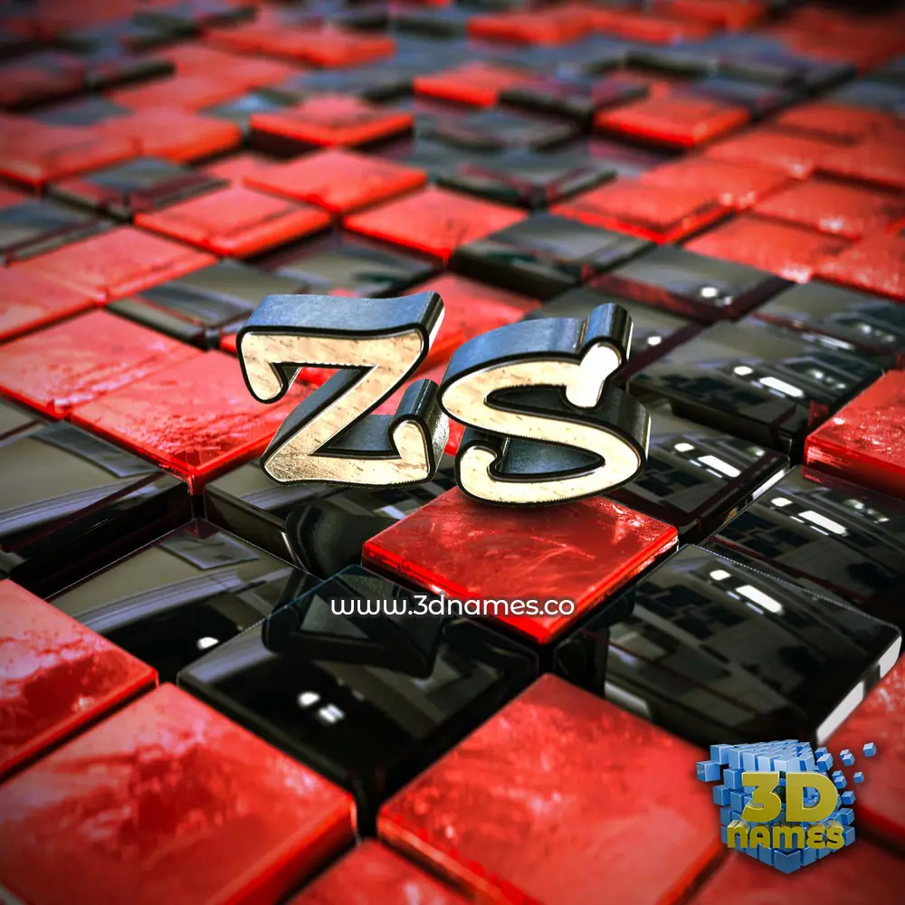 zs in Red Checkered style - 3D name wallpaper