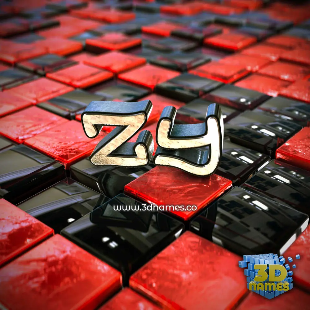 zy in Red Checkered style - 3D name wallpaper
