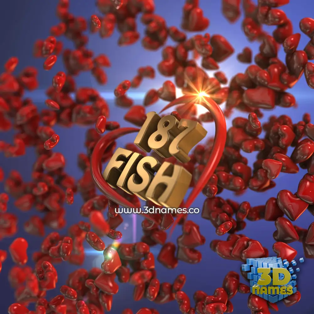 187 fish in Hearts style - 3D name wallpaper