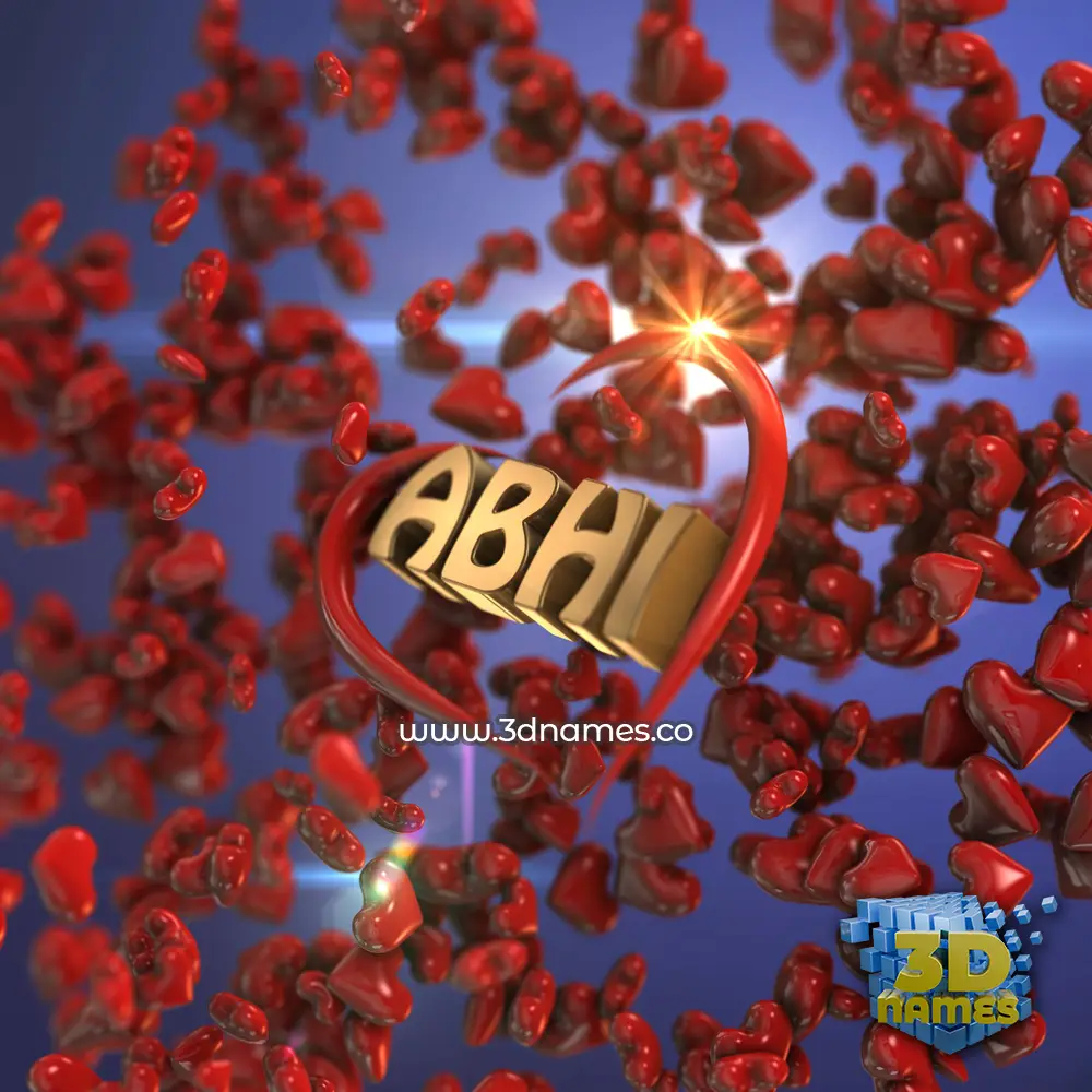 abhi in Hearts style - 3D name wallpaper