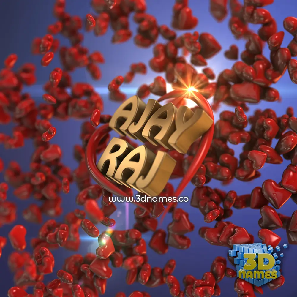 ajay raj in Hearts style - 3D name wallpaper