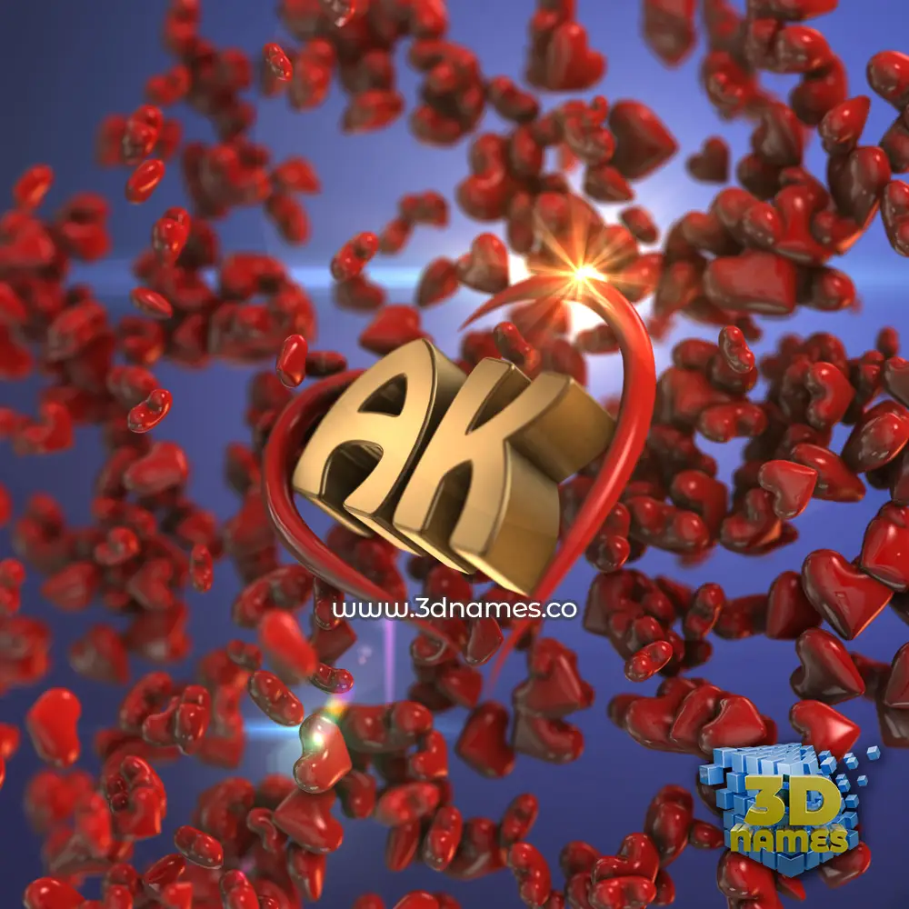 ak in Hearts style - 3D name wallpaper