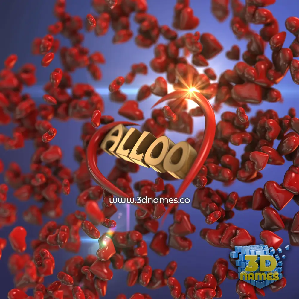 alloo in Hearts style - 3D name wallpaper