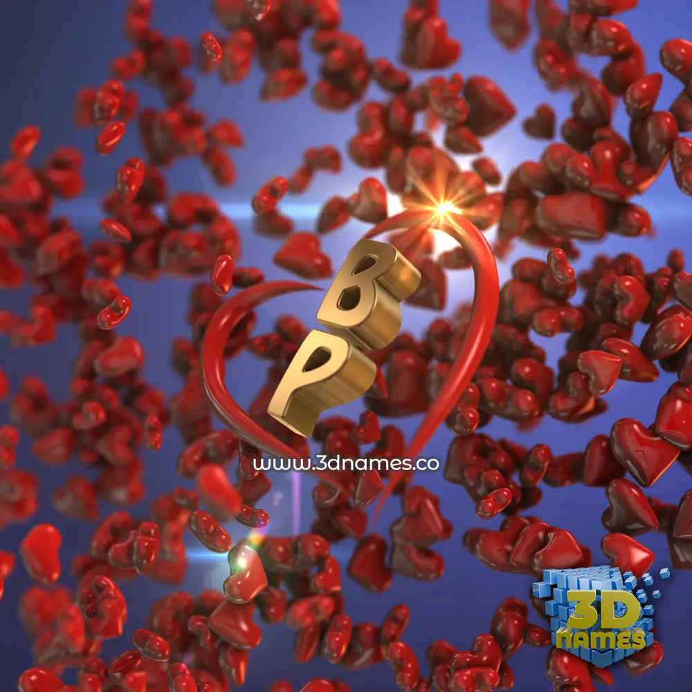 b p in Hearts style - 3D name wallpaper