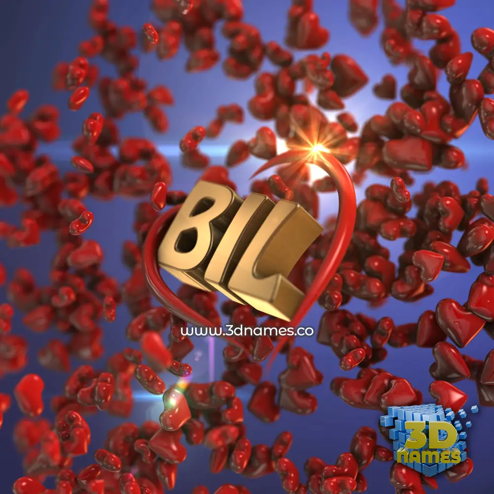 bil in Hearts style - 3D name wallpaper
