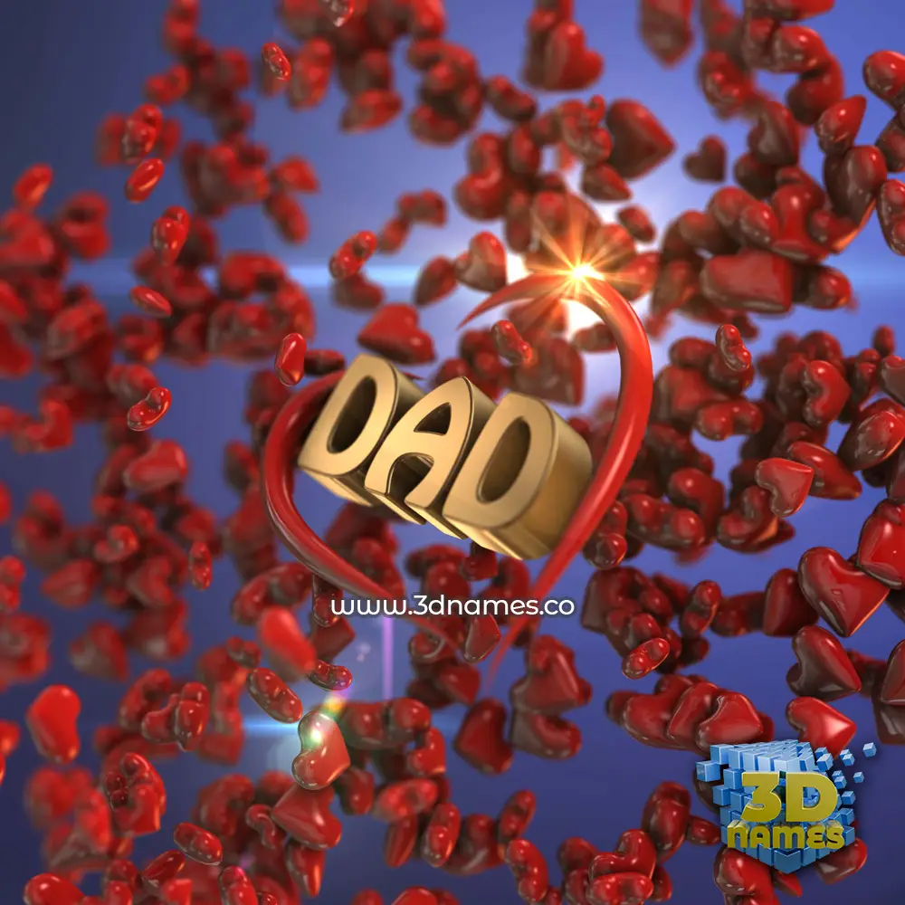 dad in Hearts style - 3D name wallpaper