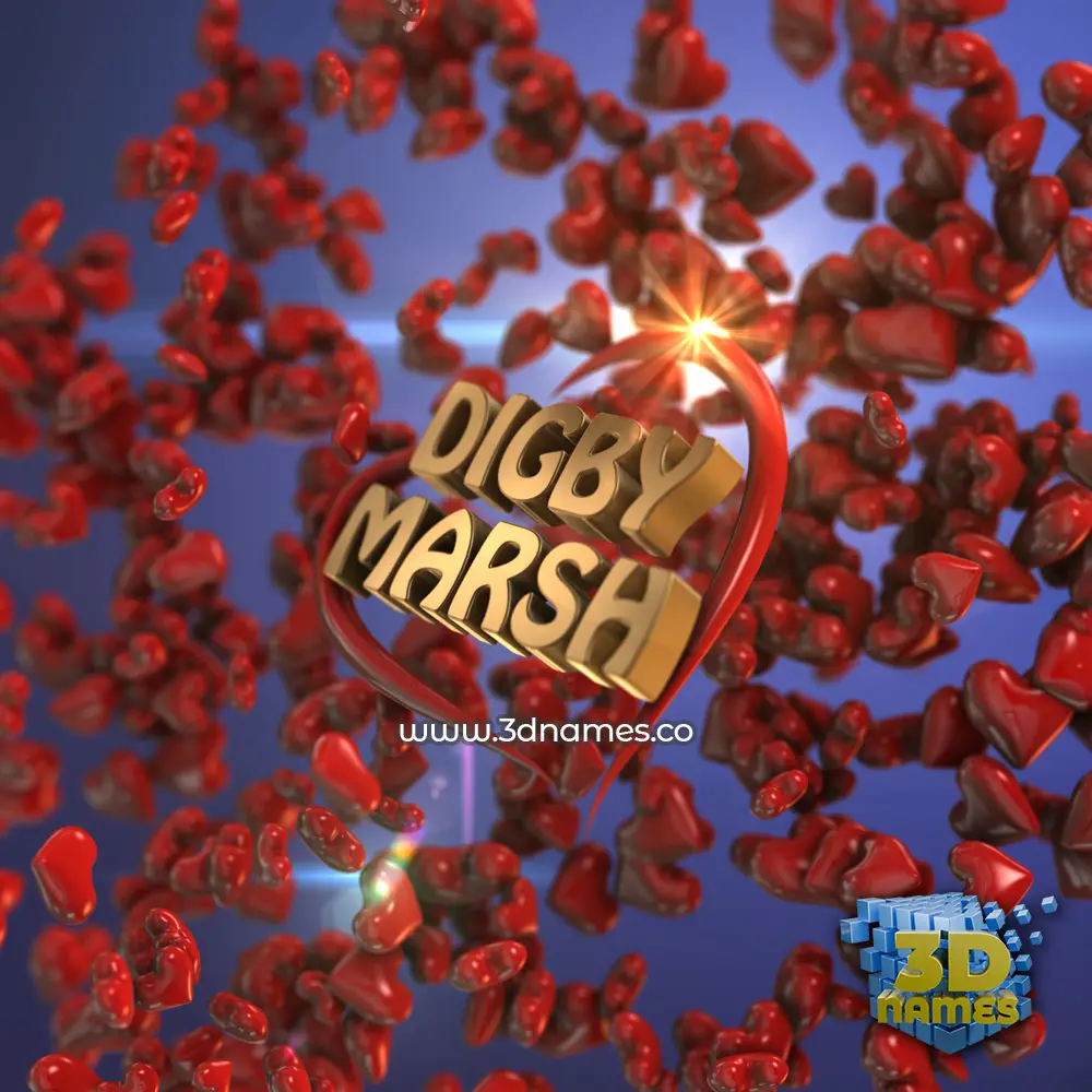 digby marsh in Hearts style - 3D name wallpaper