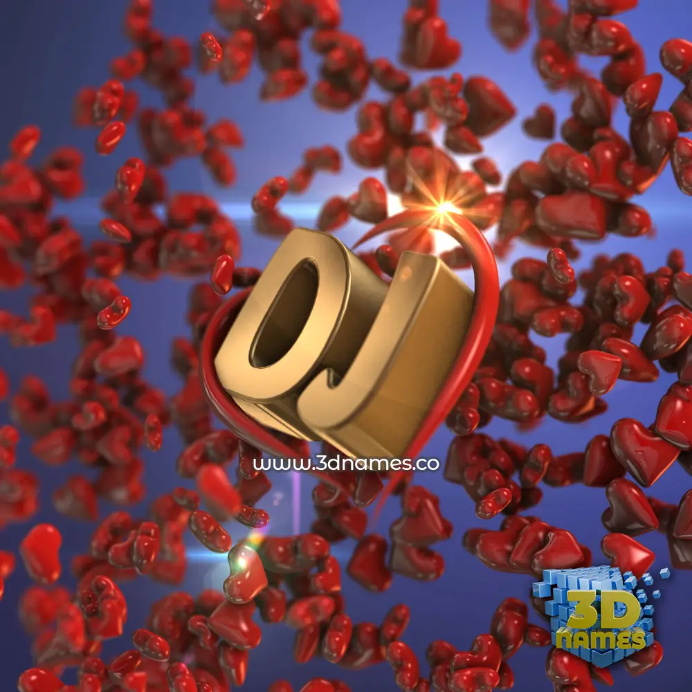 dj in Hearts style - 3D name wallpaper