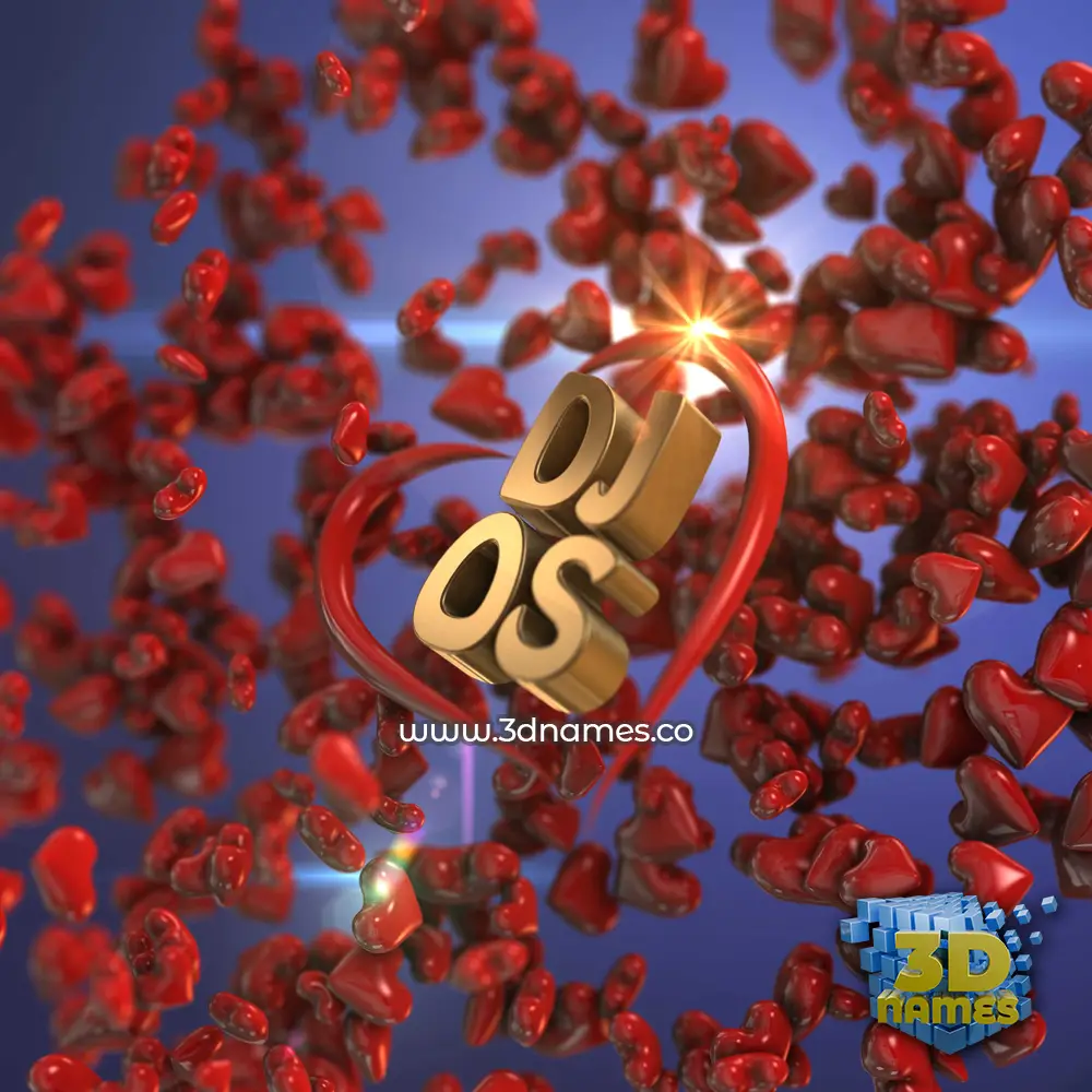 dj os in Hearts style - 3D name wallpaper