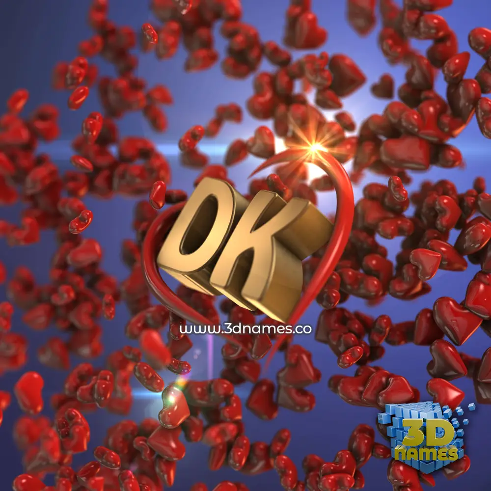 dk in Hearts style - 3D name wallpaper