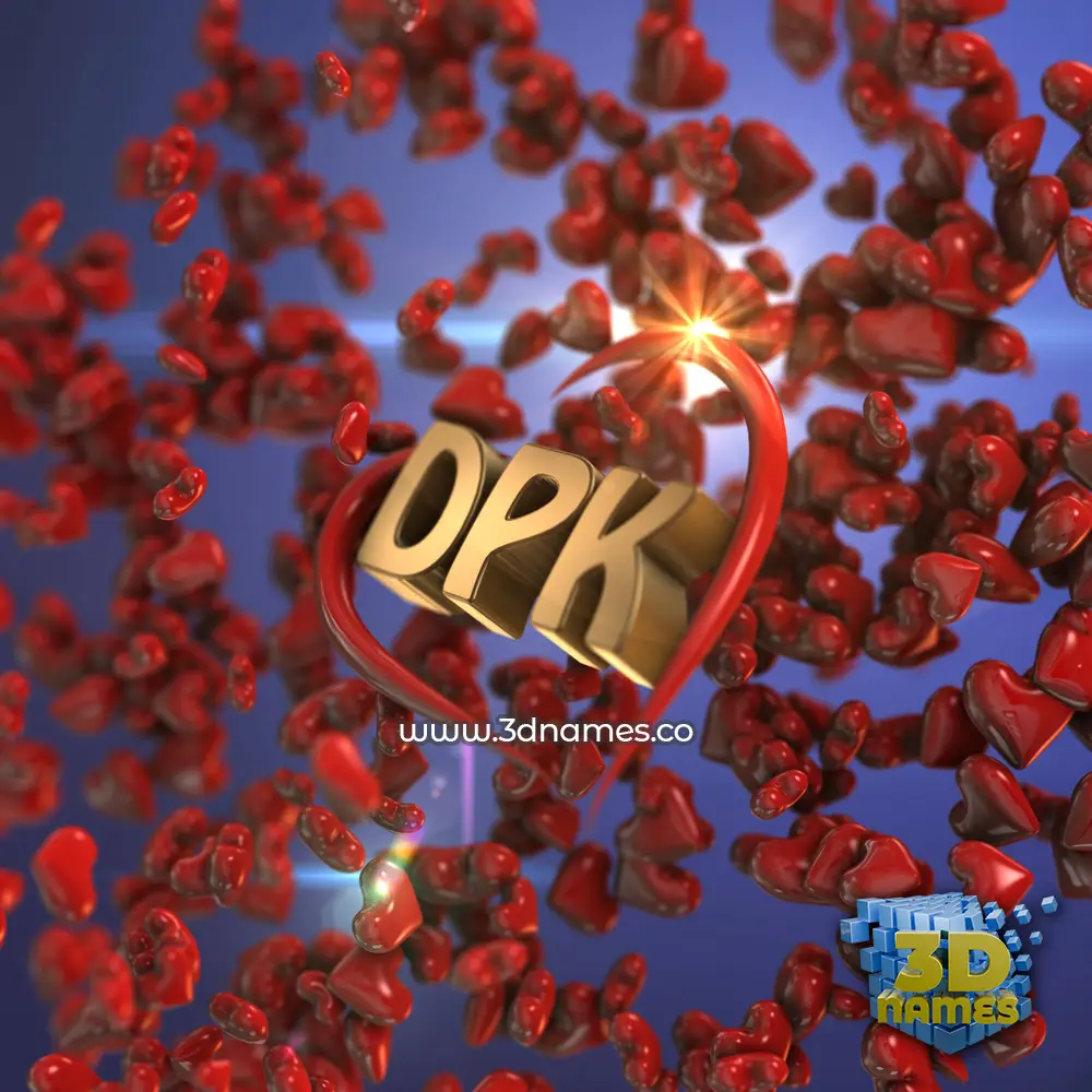 dpk in Hearts style - 3D name wallpaper