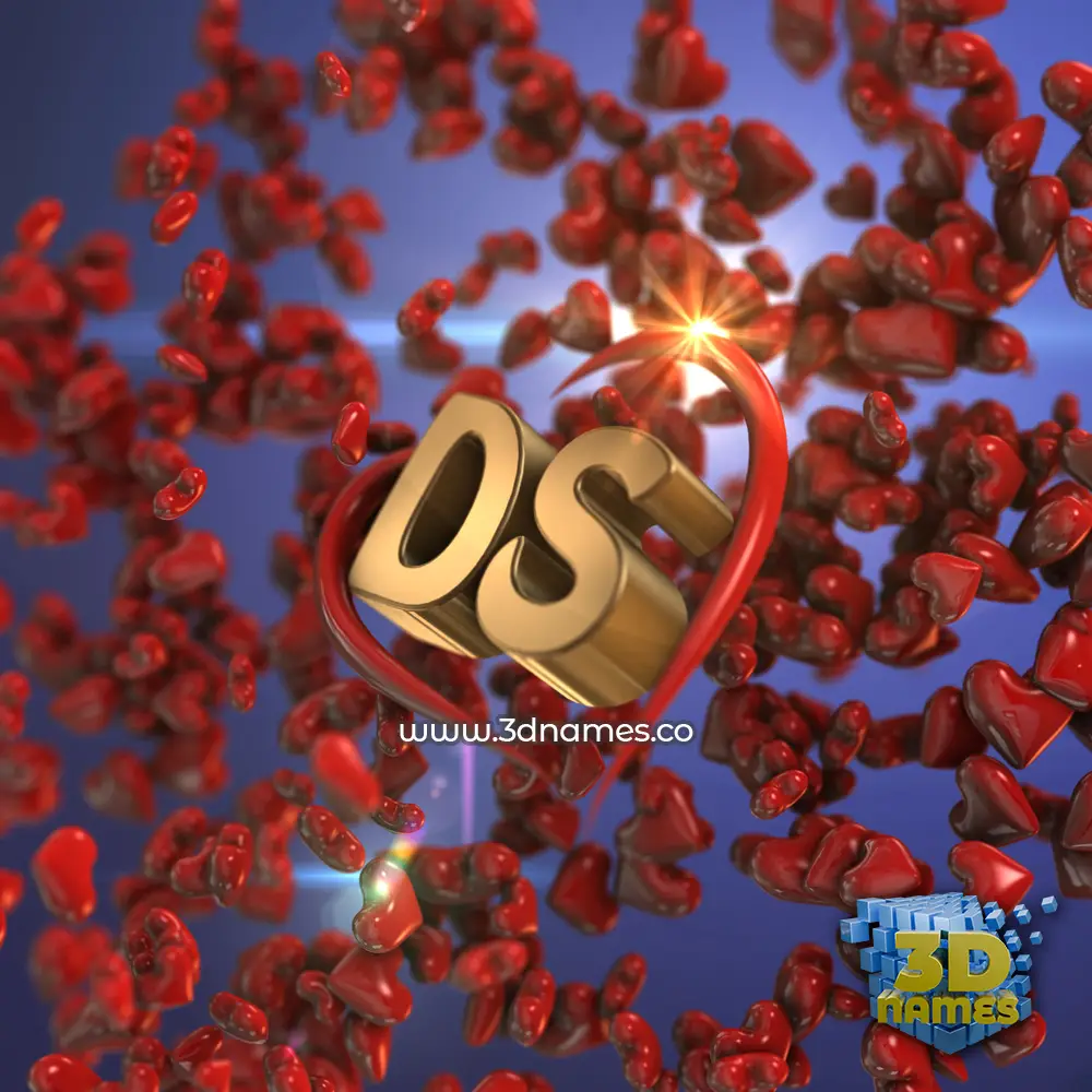 ds in Hearts style - 3D name wallpaper