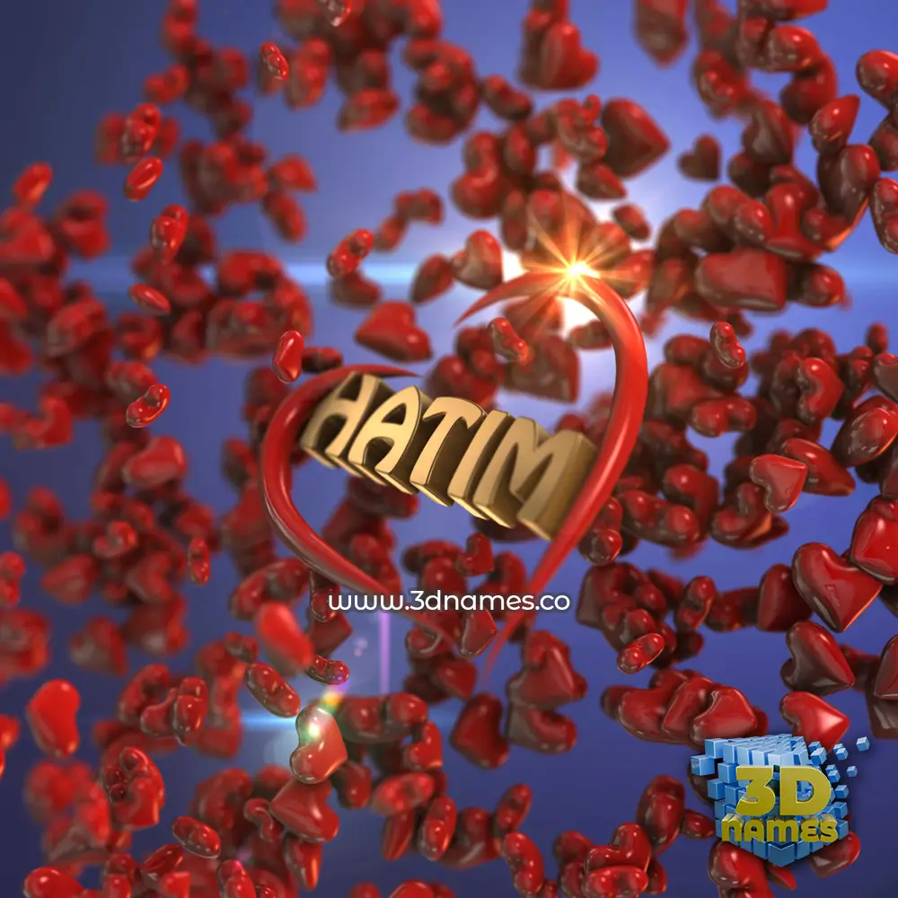 hatim in Hearts style - 3D name wallpaper