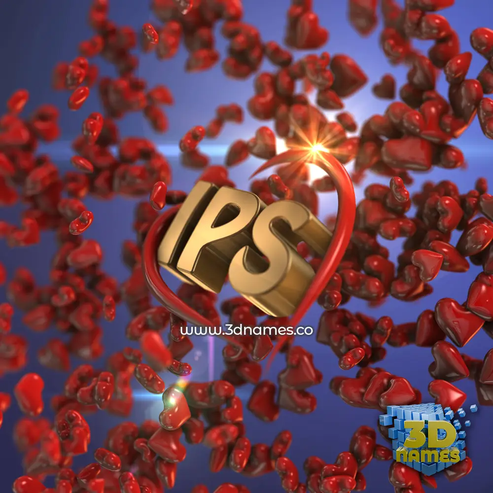 ips in Hearts style - 3D name wallpaper