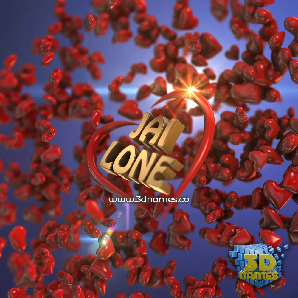 jai lone in Hearts style - 3D name wallpaper