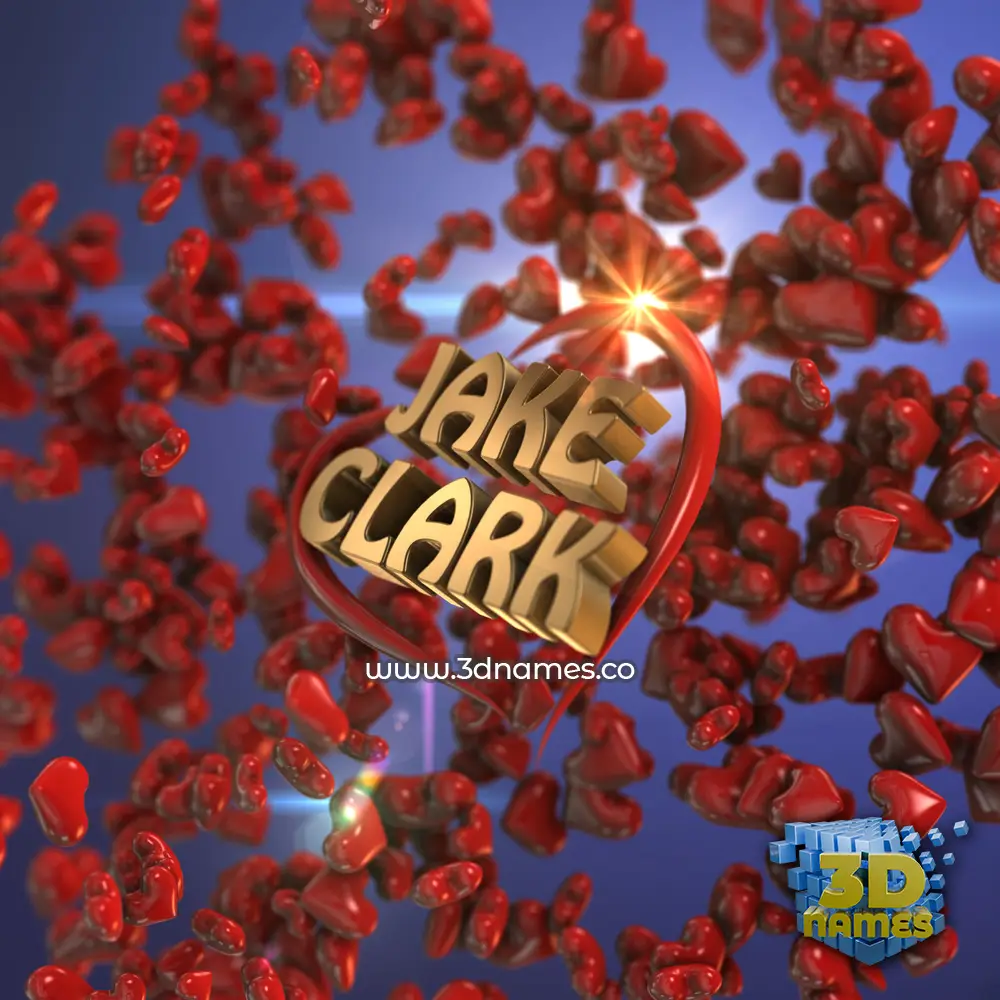 jake clark in Hearts style - 3D name wallpaper