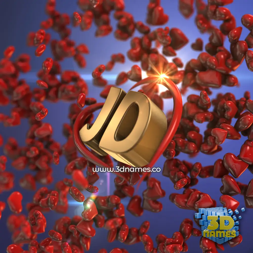 jd in Hearts style - 3D name wallpaper