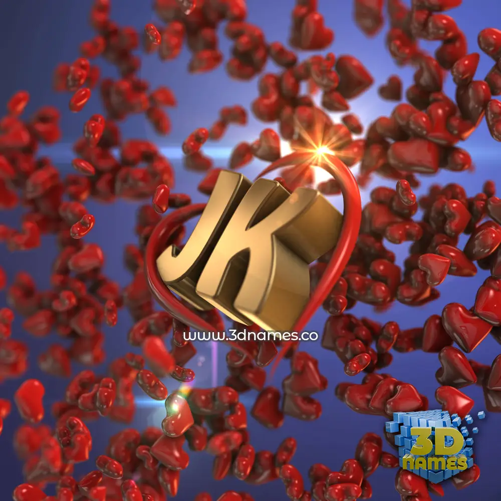 jk in Hearts style - 3D name wallpaper