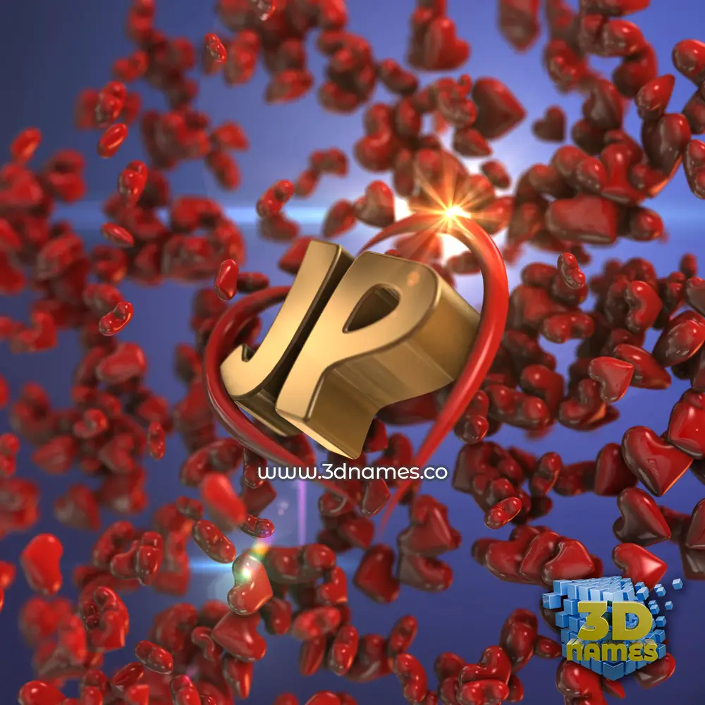 jp in Hearts style - 3D name wallpaper