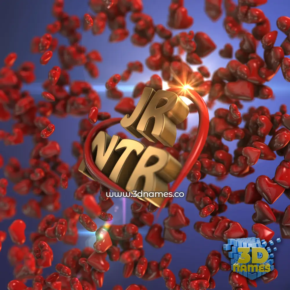jr ntr in Hearts style - 3D name wallpaper