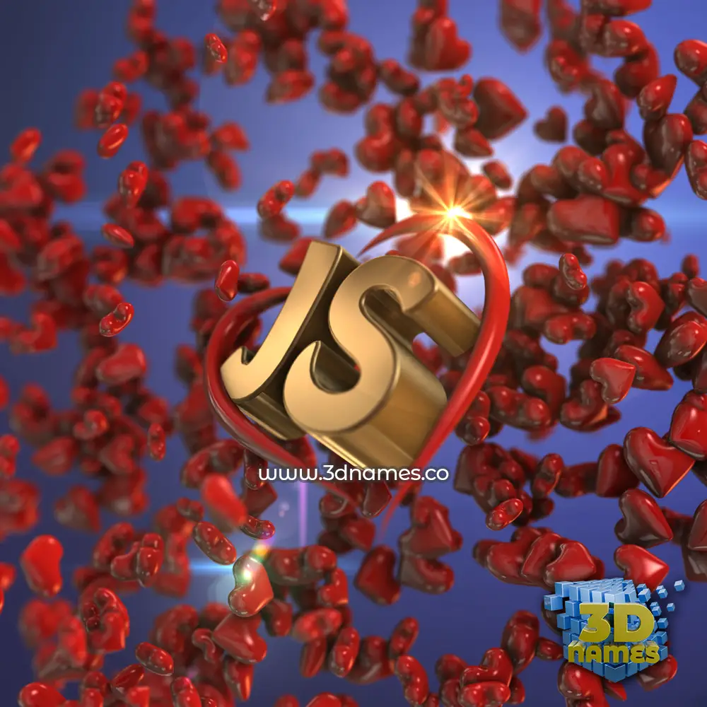 js in Hearts style - 3D name wallpaper