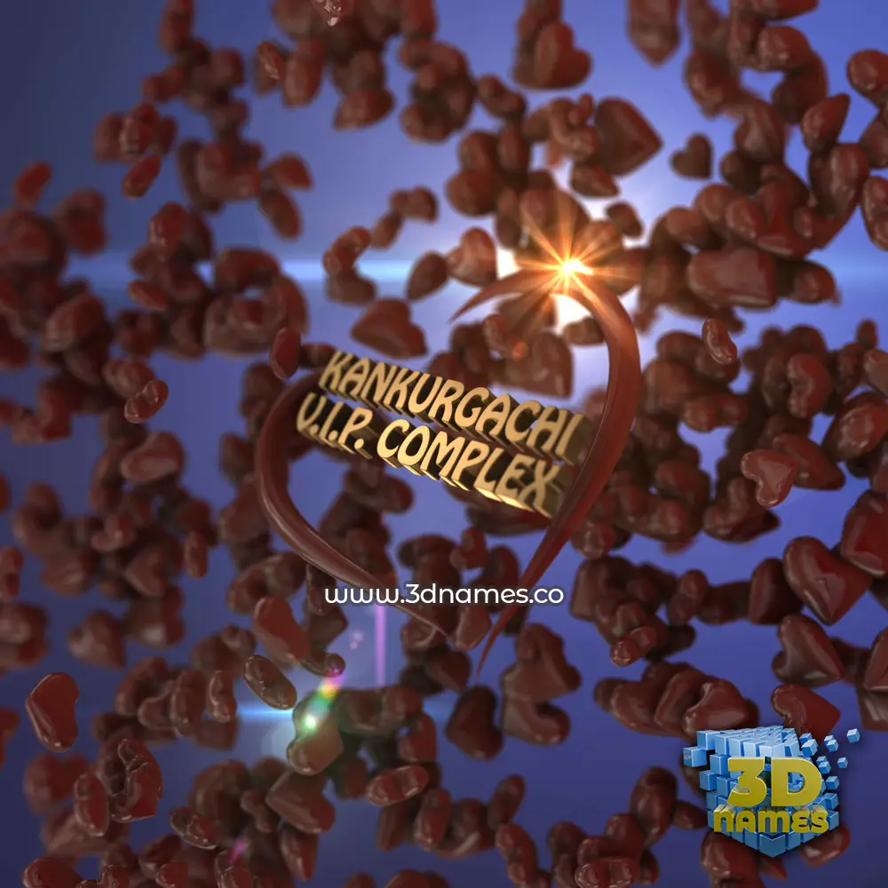 kankurgachi v.i.p. complex in Hearts style - 3D name wallpaper